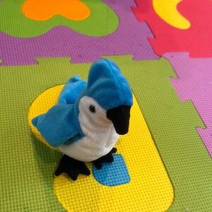Blue and White Plush Parrot Toy